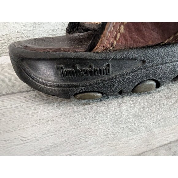 Mens Timberland Brown Leather Sandals With Adjustable Straps Size 10M - Picture 5 of 9